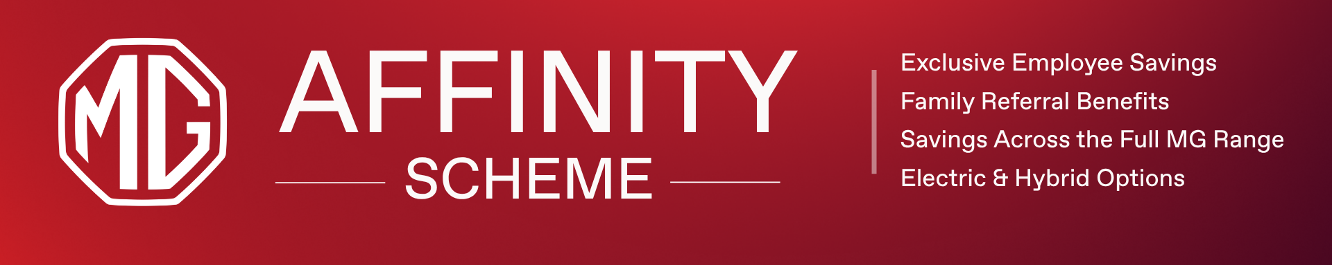 MG Affinity Scheme details with logo and benefits listed.